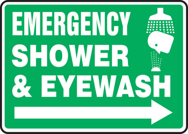 Safety Sign: Emergency Shower & Eyewash (Right Arrow) 7" x 10" Aluma-Lite 1/Each - MFSD428XL
