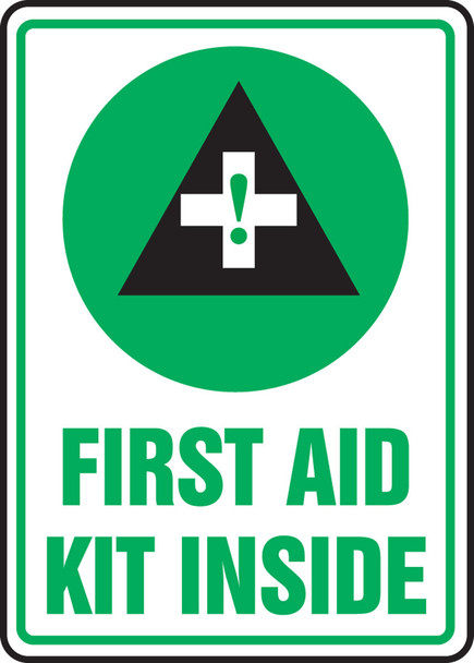 Safety Sign: First Aid Kit Inside 10" x 7" Adhesive Vinyl / - MFSD436VS