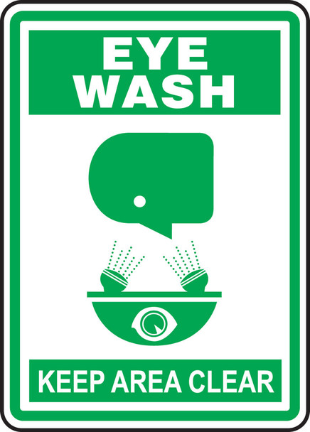Safety Sign: Eye Wash - Keep Area Clear 14" x 10" Dura-Plastic 1/Each - MFSD512XT