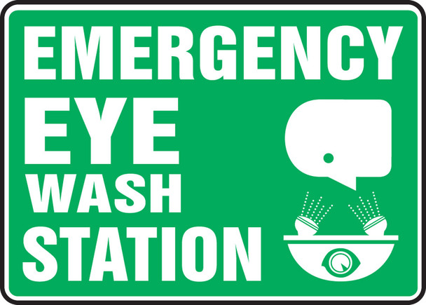 Safety Sign: Emergency Eye Wash Station 10" x 14" Plastic / - MFSD544VP