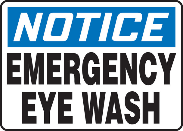 OSHA Notice Safety Sign: Emergency Eye Wash 10" x 14" Dura-Plastic 1/Each - MFSD805XT