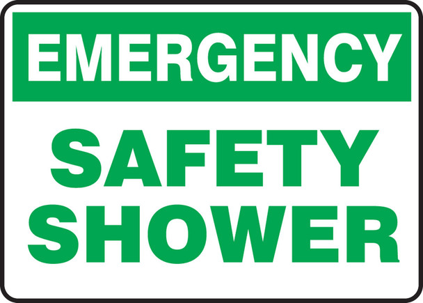 Emergency Safety Sign: Safety Shower 7" x 10" Adhesive Dura-Vinyl / - MFSD921XV