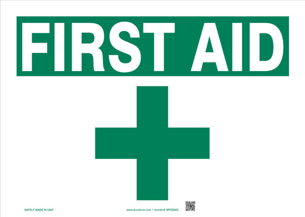 Safety Sign: First Aid 10" x 14" Aluminum / - MFSD922VA