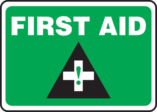 Safety Sign: First Aid 10" x 14" Adhesive Vinyl / - MFSD957VS