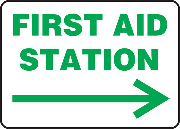 Safety Sign: First Aid Station 10" x 14" Adhesive Dura-Vinyl 1/Each - MFSD980XV