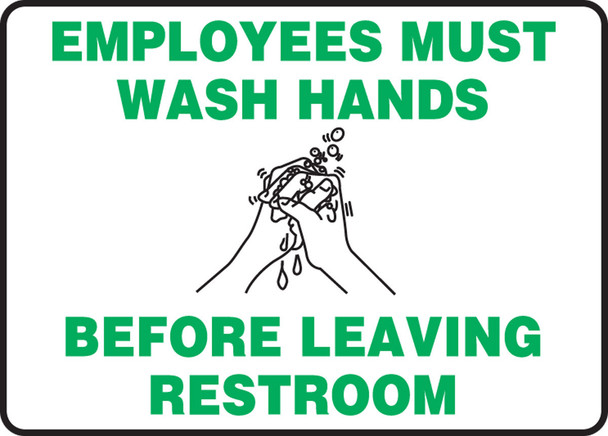 Safety Sign: Employees Must Wash Hands Before Leaving Restroom 10" x 14" Accu-Shield 1/Each - MHSK968XP