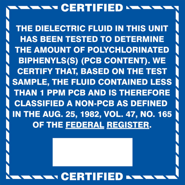 Safety Label: Certified PCB Content 6" x 6" Adhesive-Poly Sheet 25/Pack - MHZW560