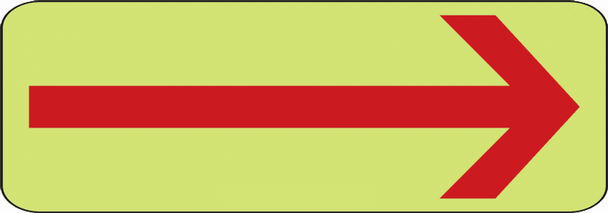 Glow-In-The-Dark Safety Sign: Red Arrow (Right) 3 1/2" x 10" Lumi-Glow Plastic 1/Each - MLAD500GP