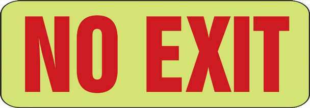 Safety Sign: No Exit 3 1/2" x 10" Lumi-Glow Plastic 1/Each - MLAD505GP