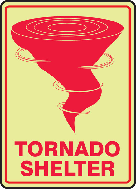 Glow-In-The-Dark Safety Sign: Tornado Shelter 10" x 7" Lumi-Glow Flex / - MLFE547GF