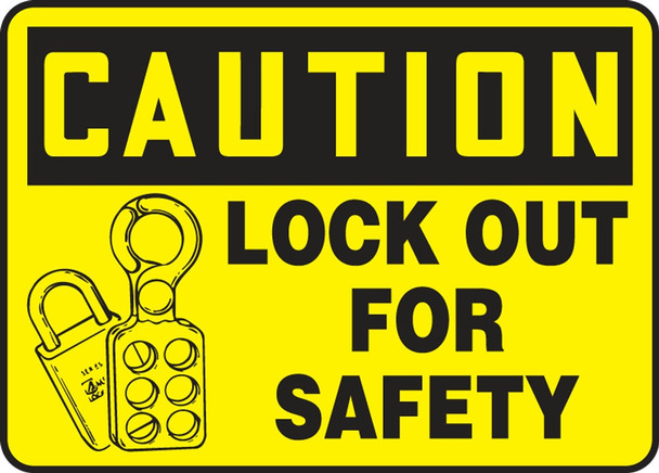 OSHA Caution Safety Sign: Lock Out For Safety 10" x 14" Accu-Shield 1/Each - MLKT608XP