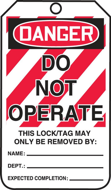 OSHA Danger Lockout Safety Tags: Do Not Operate PF-Cardstock / - MLT400CTP