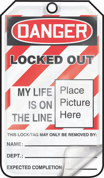 OSHA Danger Self-Laminating Safety Tag: Locked Out Self-Laminating PF-Cardstock 5/Pack - MLT609LCM