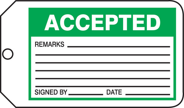 Safety Tag: Accepted PF-Cardstock 25/Pack - MMT301CTP