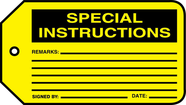 Safety Tag: Special Instructions PF-Cardstock 5/Pack - MMT307CTM