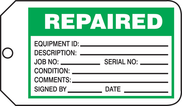 Safety Tag: Repaired PF-Cardstock 5/Pack - MMT326CTM
