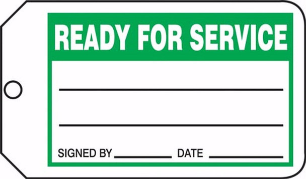 Safety Tag; Ready For Service PF-Cardstock 25/Pack - MMT327CTP