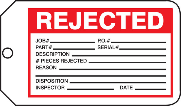 Safety Tag: Rejected RP-Plastic 25/Pack - MMT333PTP