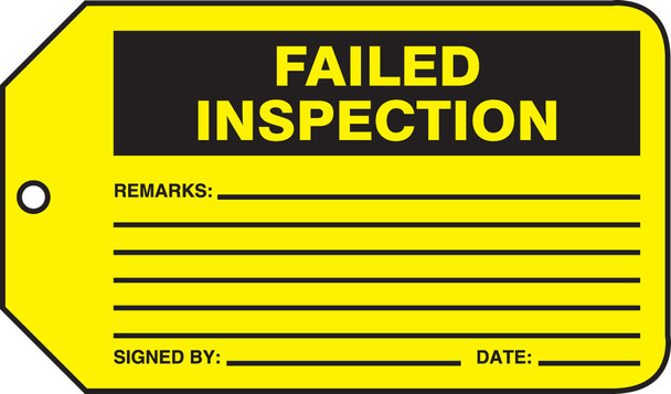 Safety Tag: Failed Inspection RP-Plastic 5/Pack - MMT343PTM