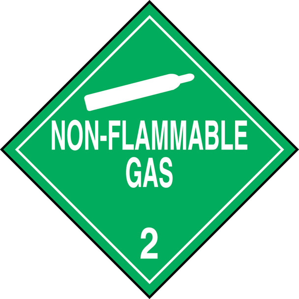 DOT Placard: Hazard Class 2 - Gases (Non-Flammable Gas) 10 3/4" x 10 3/4" Removable Vinyl 100/Pack - MPL201RM100