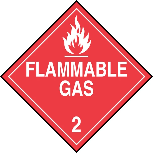 DOT Placard: Hazard Class 2 - Gases (Flammable Gas) 10 3/4" x 10 3/4" Adhesive Vinyl / - MPL202VS1