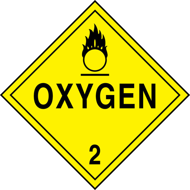 DOT Placard: Hazard Class 2 - Gases (Oxygen) 10 3/4" x 10 3/4" Reflective Vinyl 1/Each - MPL204FV1