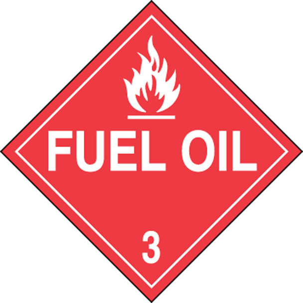 DOT Placard: Hazard Class 3 - Flammable Liquids (Fuel Oil) 10 3/4" x 10 3/4" Adhesive Vinyl / - MPL303VS1