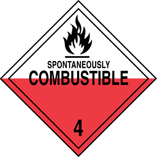 DOT Placard: Hazard Class 4 - Spontaneously Combustible 10 3/4" x 10 3/4" Reflective Vinyl 10/Pack - MPL403FV10