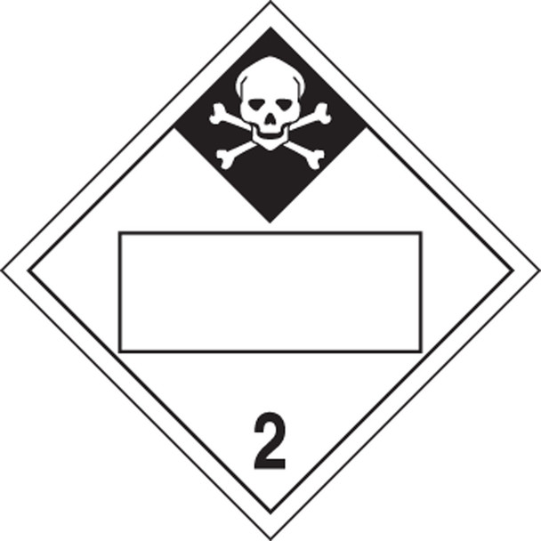 Blank DOT Placard: Hazard Class 2 - Inhalation Hazard 10 3/4" x 10 3/4" Plastic 25/Pack - MPL424VP25