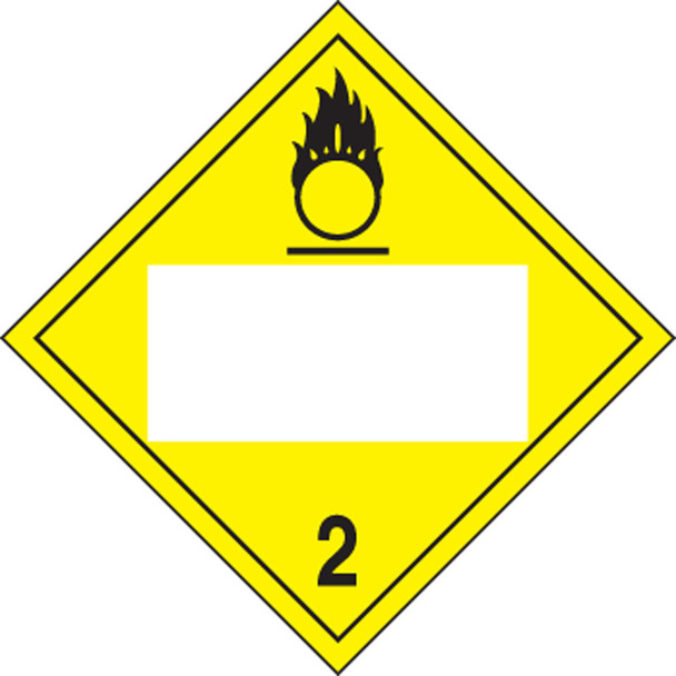 Blank DOT Placard: Hazard Class 2 - Oxygen 10 3/4" x 10 3/4" Reflective Vinyl 100/Pack - MPL425FV100