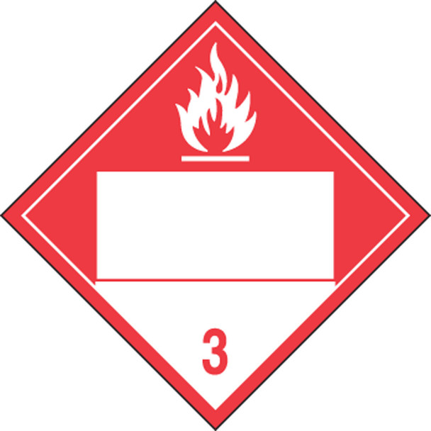 Blank DOT Placard: Hazard Class 3 - Combustible Liquid 10 3/4" x 10 3/4" PF-Cardstock 50/Pack - MPL4DG3BCT50