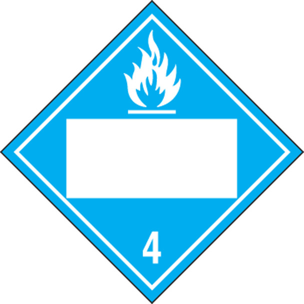 Blank DOT Placard: Hazard Class 4 - Dangerous When Wet 10 3/4" x 10 3/4" PF-Cardstock 1/Each - MPL4DG4BCT1
