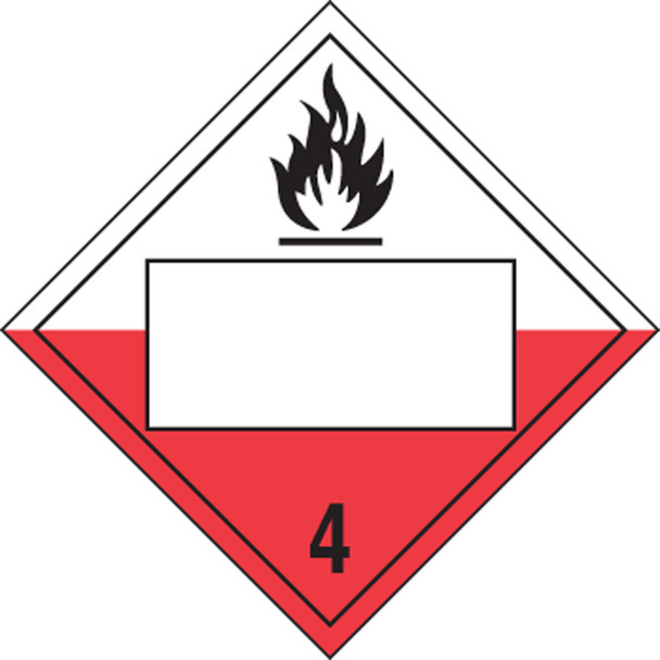 Blank DOT Placard: Hazard Class 4 - Spontaneously Combustible 10 3/4" x 10 3/4" Reflective Vinyl 50/Pack - MPL4DG4CFV50