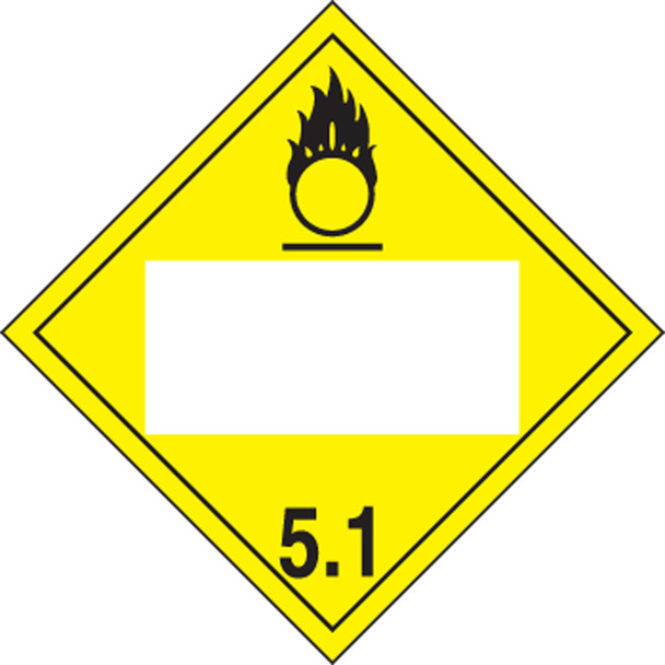 Blank DOT Placard: Hazard Class 5 - Oxidizer 10 3/4" x 10 3/4" PF-Cardstock 100/Pack - MPL4DG5ACT100