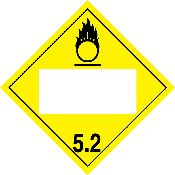 Blank DOT Placard: Hazard Class 5.2 - Oxidizer 10 3/4" x 10 3/4" PF-Cardstock 50/Pack - MPL4DG5BCT50