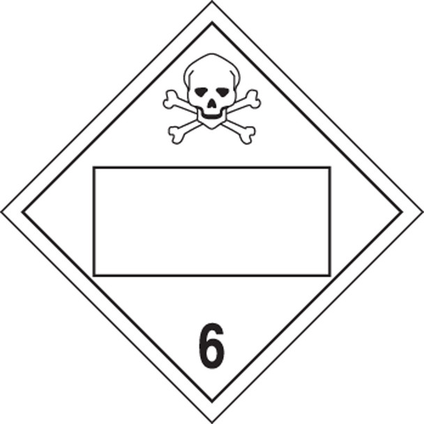 Blank Placard - Hazard DOT Class 6 10 3/4" x 10 3/4" Removable Vinyl 100/Pack - MPL4DG6ARM100