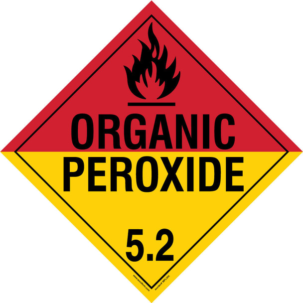 DOT Placard: Hazard Class 5.2 - Organic Peroxide 10 3/4" x 10 3/4" Removable Vinyl 50/Pack - MPL504RM50