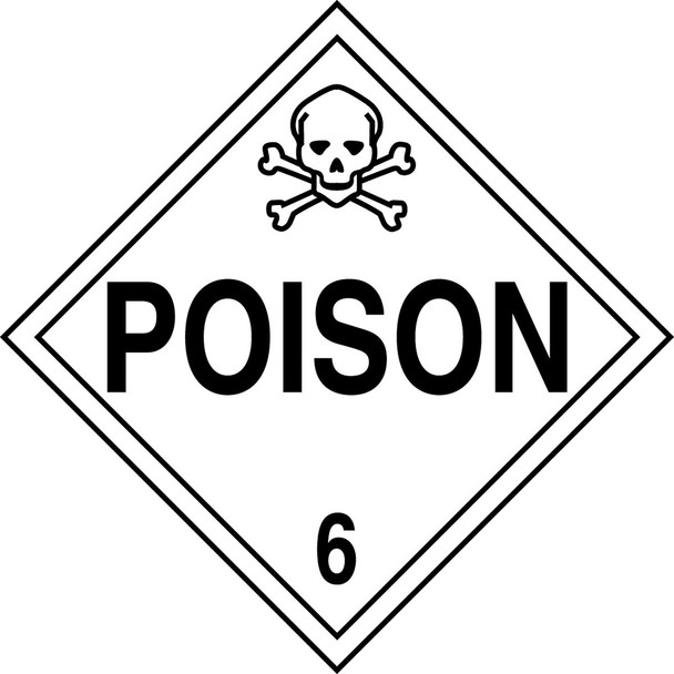 DOT Placard: Hazard Class 6 - Poison 10 3/4" x 10 3/4" Plastic / - MPL601VP50