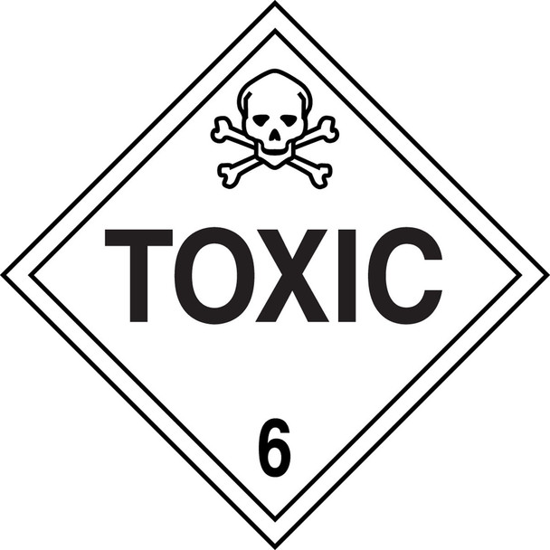 DOT Placard: Hazard Class 6 - Toxic 10 3/4" x 10 3/4" Removable Vinyl 25/Pack - MPL606RM25