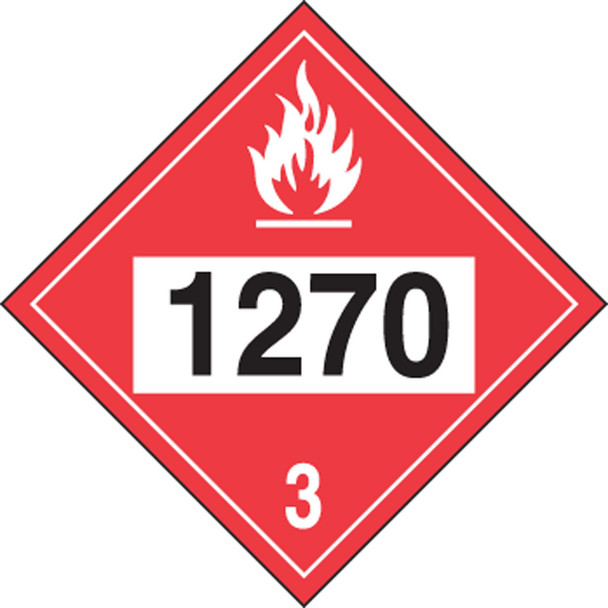 4-Digit DOT Placard: Hazard Class 3 - 1270 (Petroleum Oil) 10 3/4" x 10 3/4" PF-Cardstock 10/Pack - MPL730CT10
