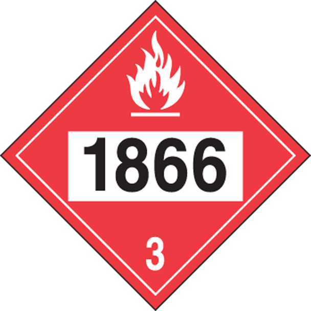 4-Digit DOT Placards: Hazard Class 3 - 1866 (Resin Solution) 10 3/4" x 10 3/4" Reflective Vinyl 50/Pack - MPL734FV50
