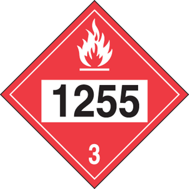 4-Digit DOT Placard: Hazard Class 3 - 1255 (Naphtha) 10 3/4" x 10 3/4" Adhesive Vinyl 25/Pack - MPL735VS25