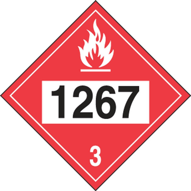 4-Digit DOT Placards: Hazard Class 3 - 1267 (Crude Oil) 10 3/4" x 10 3/4" PF-Cardstock 100/Pack - MPL739CT100