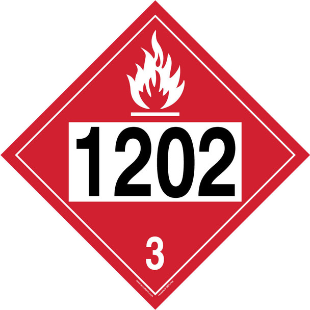 4-Digit DOT Placards: Hazard Class 3 - 1202 (Diesel Fuel) 10 3/4" x 10 3/4" Reflective Vinyl 50/Pack - MPL744FV50
