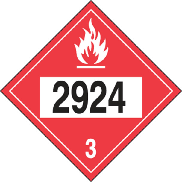 4-Digit DOT Hazard Class 3 Placards: Flammable Liquids 10 3/4" x 10 3/4" Plastic 25/Pack - MPL748VP25