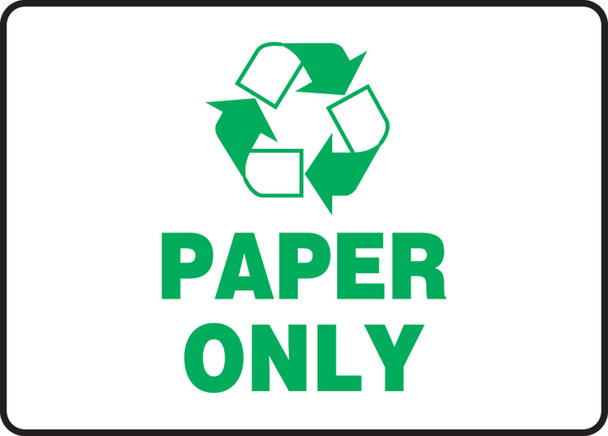Recycling Sign: Paper Only 7" x 10" Plastic 1/Each - MPLR569VP