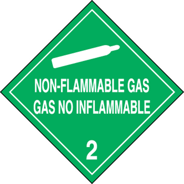 Spanish Bilingual DOT Placard: Hazard Class 2 - Non-Flammable Gas 10 3/4" x 10 3/4" PF-Cardstock 50/Pack - MPLSP2CT50