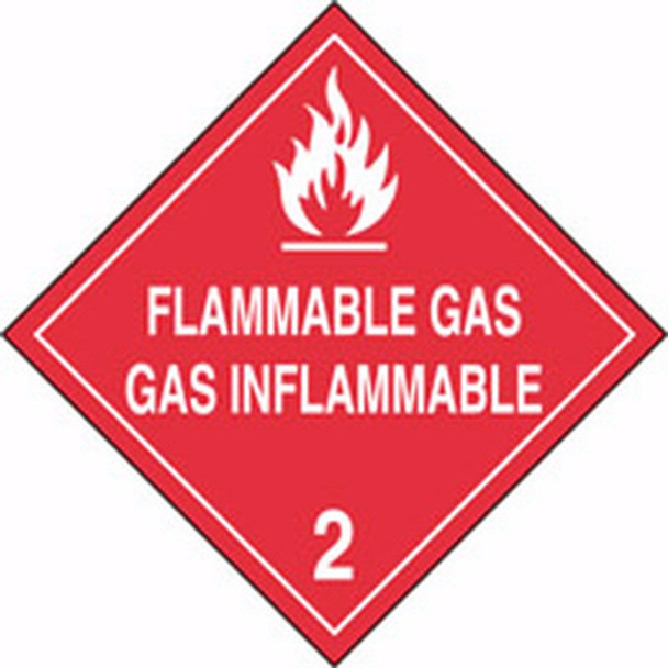 DOT Placard: Hazard Class 2 - Gases (Flammable Gas - Gas Inflammable) 10 3/4" x 10 3/4" Reflective Vinyl 100/Pack - MPLSP3FV100