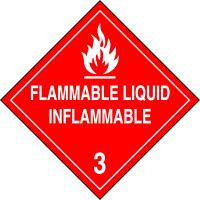 DOT Placard: Hazard Class 3 - Flammable Liquids (Flammable Liquid - Inflammable) 10 3/4" x 10 3/4" Adhesive Vinyl 25/Pack - MPLSP4VS25