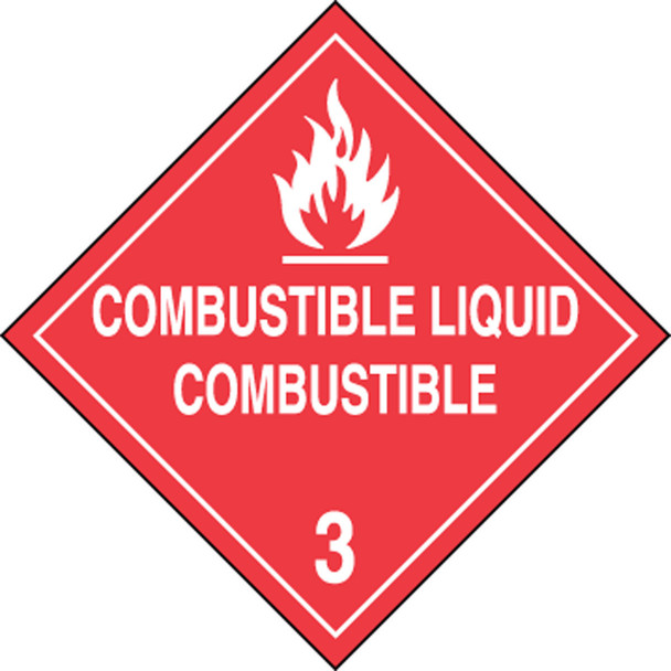 Spanish Bilingual DOT Placard: Hazard Class 3 - Combustible Liquid 10 3/4" x 10 3/4" Removable Vinyl 10/Pack - MPLSP5RM10